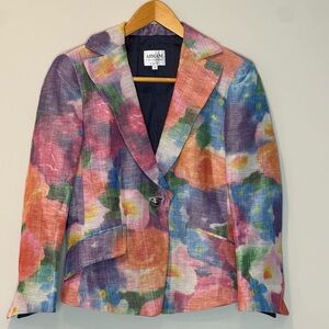 GIORGIO ARMANI Collezioni Blazer Linen Blend Multicolor Crop Women's Size 6
